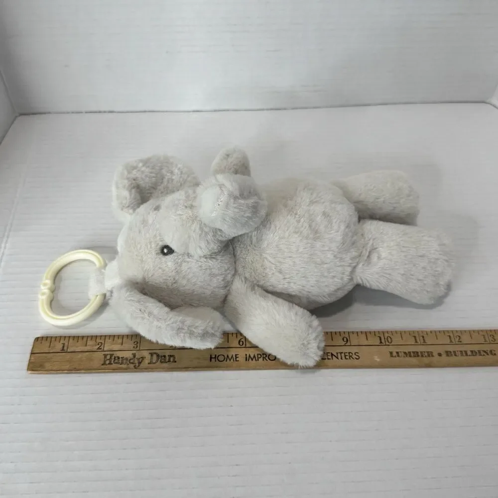 Kellytoy Kelly Baby Gray Elephant Rattle Plush Crinkle Ears Hanging Clip - Picture 2 of 8